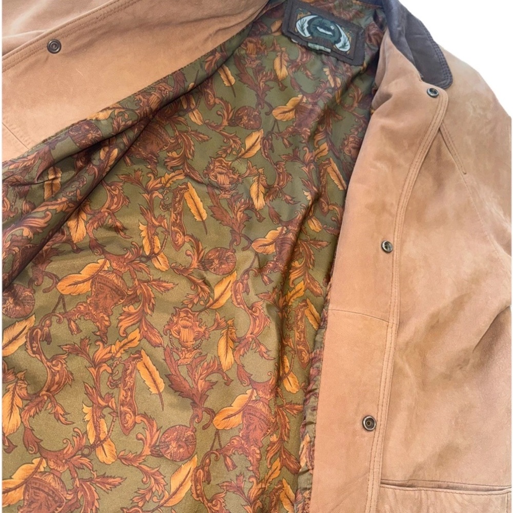 G-III Brown Vintage 100% Leather Suede Barn Jacket Hunting / Country Style Large - Picture 9 of 15